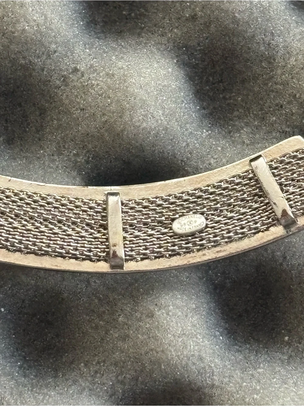Authentic Vintage 1998 Chanel Silver Mesh logo Choker
